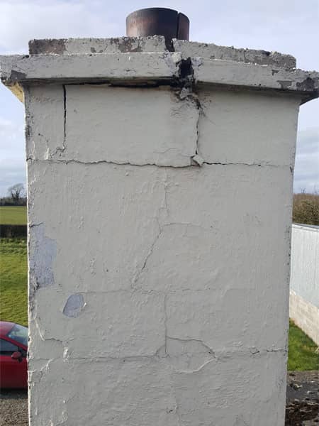 Example of damaged chimney stack